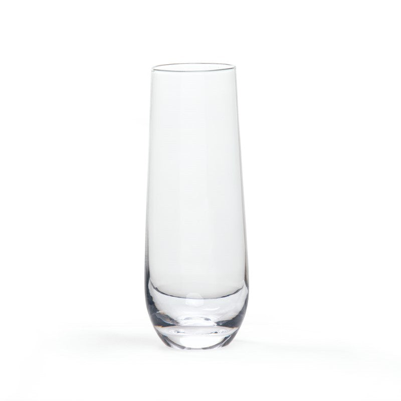 Elegant stemless champagne flutes, 250ml capacity, set of 4 in a stylish presentation box for any celebration.