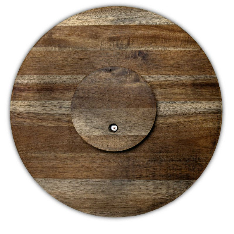 Squisito Lazy Susan, 18-inch Acacia wood serving tray with chalkboard rim for personalized labels, perfect for elegant dining.