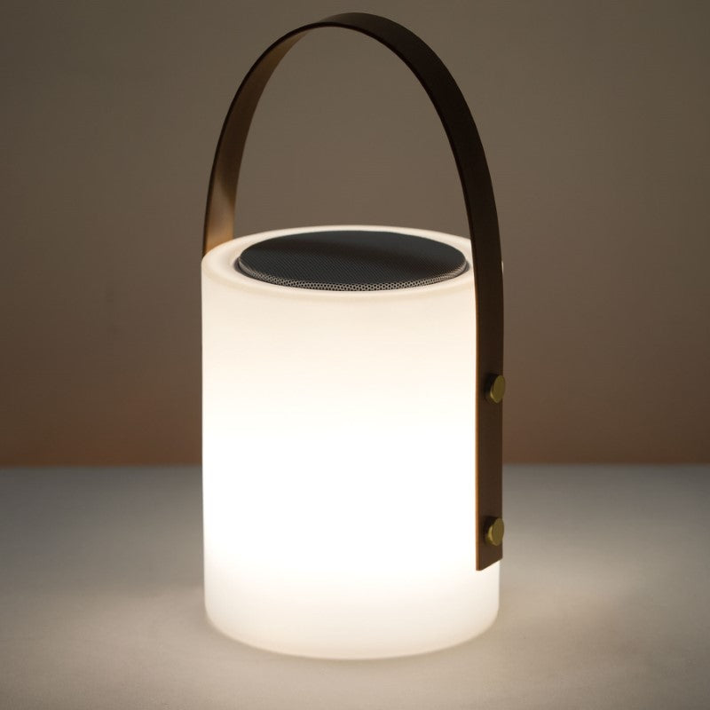 Elegant Twilight Speaker Lamp with RGB LED lights, 10W Bluetooth speaker, water-resistant design, and remote control.