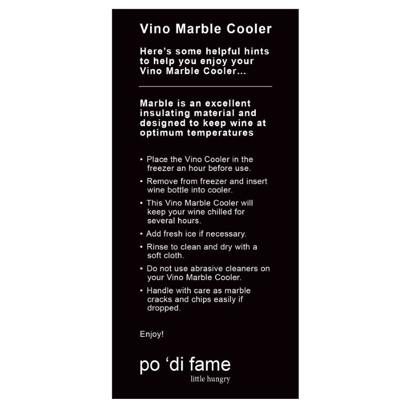 Elegant Vino Marble Cooler with unique grey veining, Acacia wood base, and chic black presentation box for wine lovers.