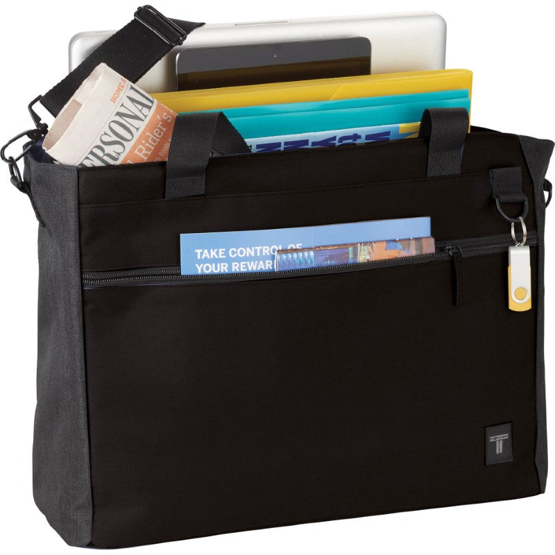 Tranzip Brief 15" Computer Tote with padded laptop compartment, organized pockets, and adjustable strap for versatile carrying.