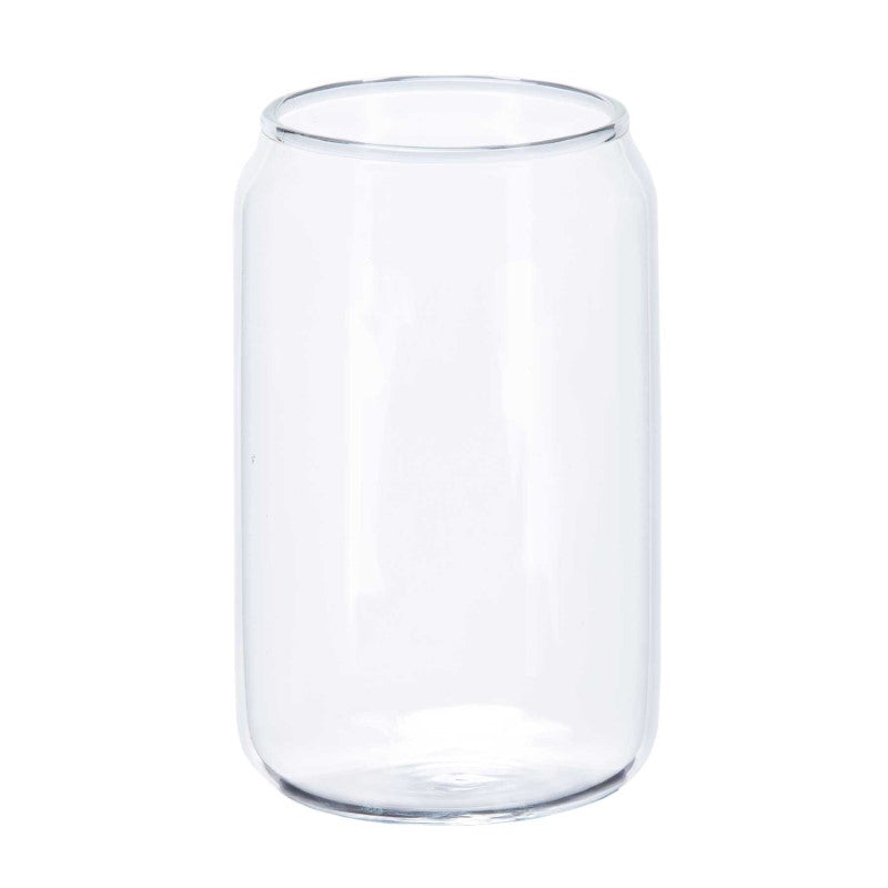 Four stylish beer can-shaped glasses made of high borosilicate glass, each holding 550ml, perfect for cocktails and craft beers.