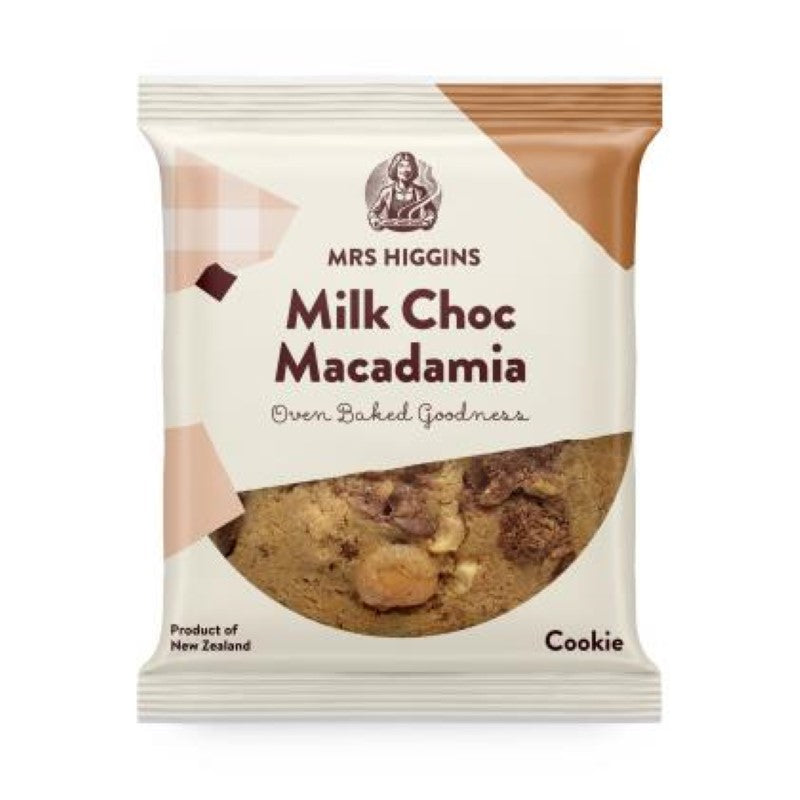 Cookie Milk Chocolate Macadamia Individual 85G - Mrs Higgins - 9PC