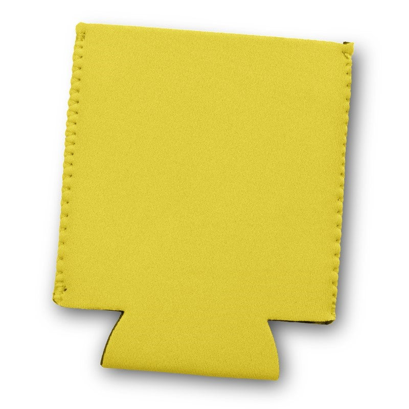 Vibrant set of 50 yellow stubby coolers made from insulated neoprene, perfect for keeping drinks cold at any event.