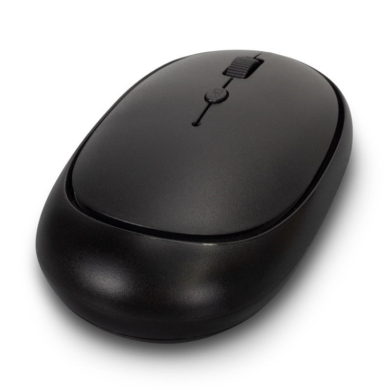 Compact wireless travel mouse in sleek black, featuring 4 buttons, adjustable DPI, and a reliable 10m range for on-the-go productivity.
