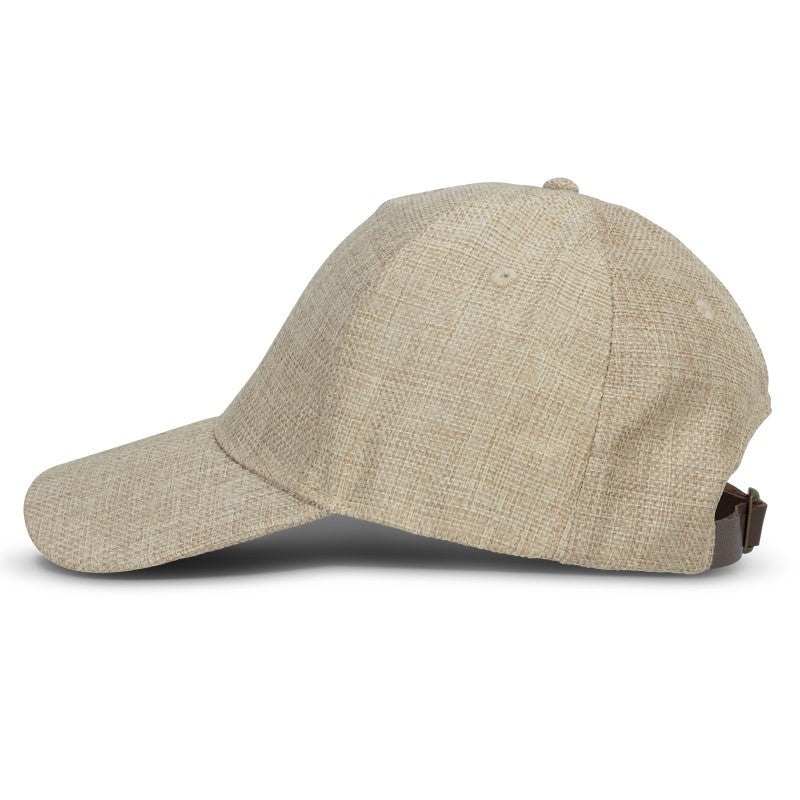 Lightweight five-panel cap set with a natural linen finish, perfect for outdoor adventures and casual looks.