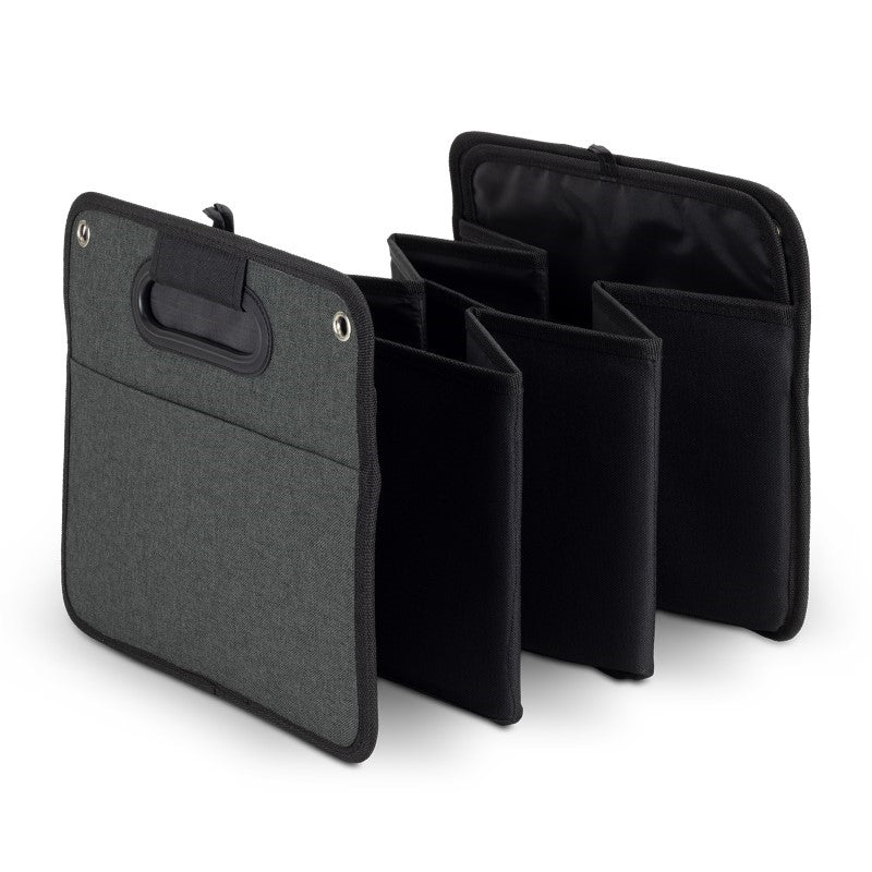 Heather Grey trunk organiser with 40L capacity and three compartments for versatile car storage and organisation.