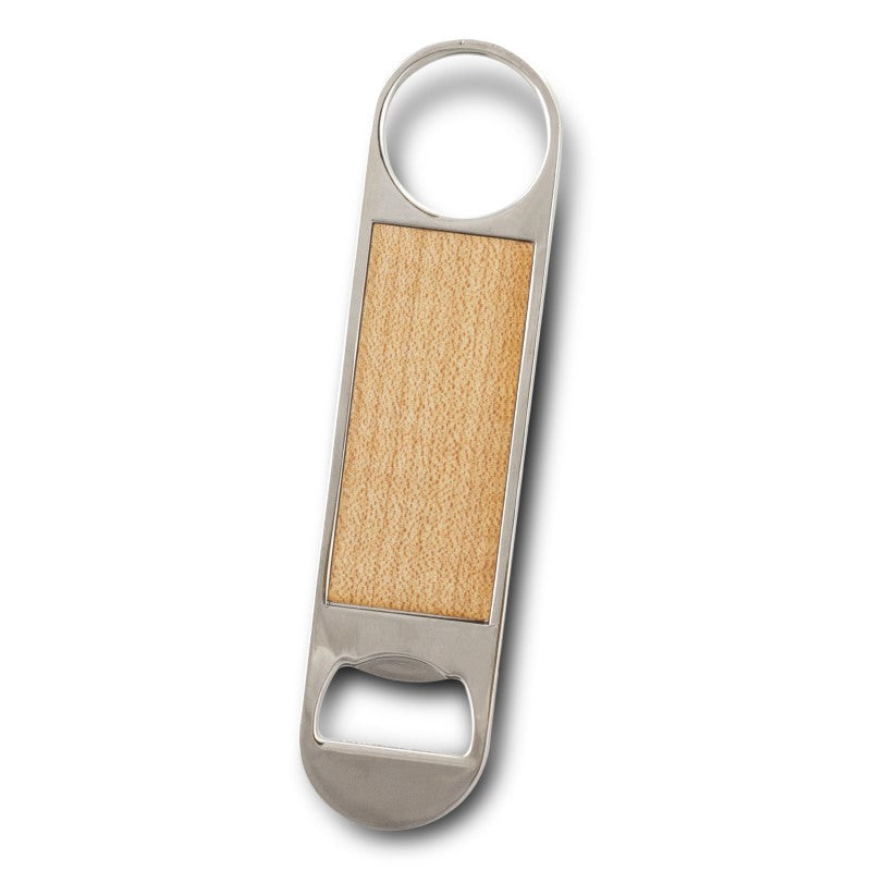 Elegant set of 10 Bronx silver/natural magnet bottle openers with metal blade and wooden front for stylish beverage enjoyment.