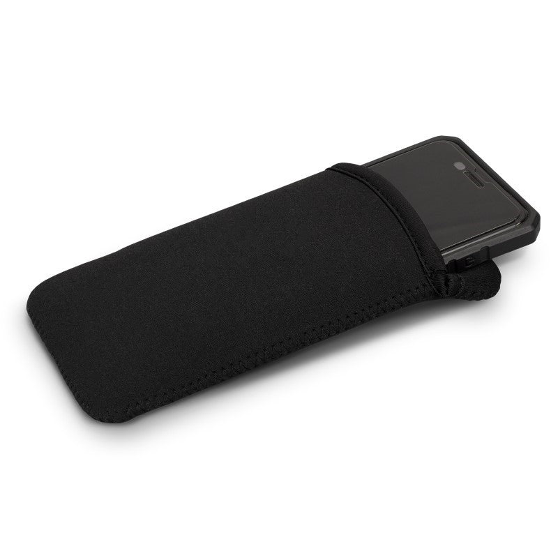 Set of 20 black neoprene phone pouches, water-resistant and cushioned, designed for smartphones up to 6.8 inches.