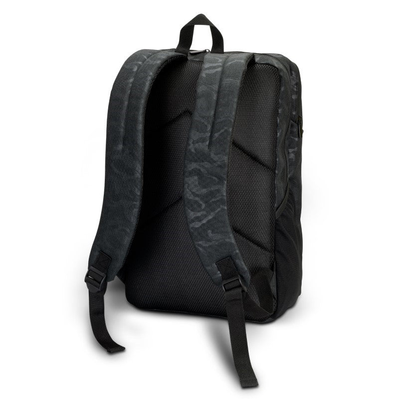Stylish black Urban Camo 21L backpack with durable fabric, organized pockets, and comfortable padded straps for adventures.