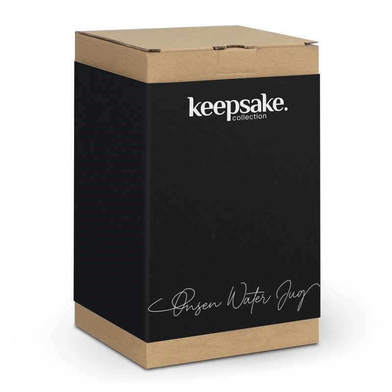 Clear borosilicate glass water jug with double-walled insulation, designed for stylish hydration and gifts.
