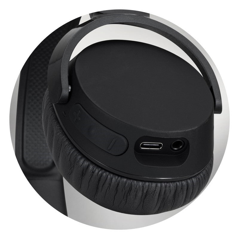Black Skullcandy Riff 2 Wireless Headphones, featuring 34 hours playback, Bluetooth 5.2, and rapid charge for music lovers.