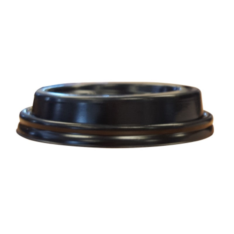 Lid Hot Universal PS Black for 8-16oz containers, 50-pack, ensuring freshness and temperature control for catered dishes.