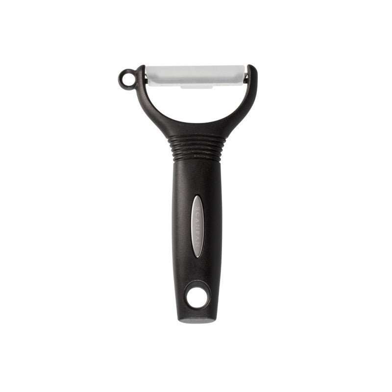 Classic Y Peeler by Scanpan featuring a sharp Japanese stainless steel blade and ergonomic anti-slip grip for effortless peeling.