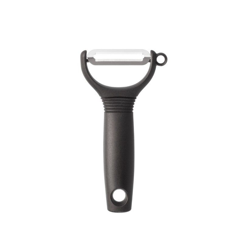 Classic Y Peeler by Scanpan featuring a sharp stainless steel blade, ergonomic grip, and smart eyelet for easy peeling.