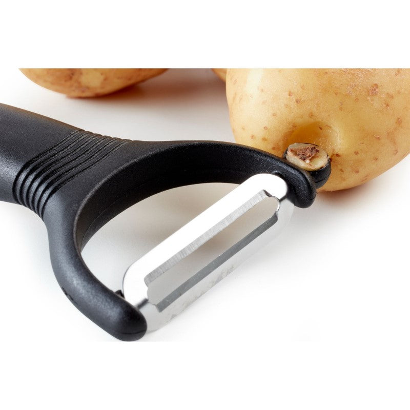 Classic Y Peeler by Scanpan with a sharp Japanese stainless steel blade and ergonomic grip for effortless peeling.