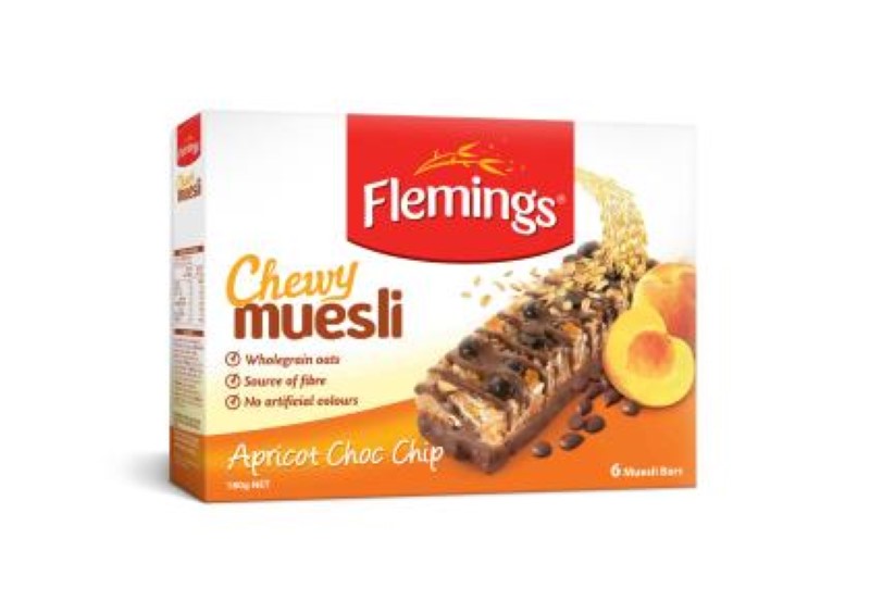 Muesli Bar Chewy Apricot Chocolate Chip - Flemings - 6PK
