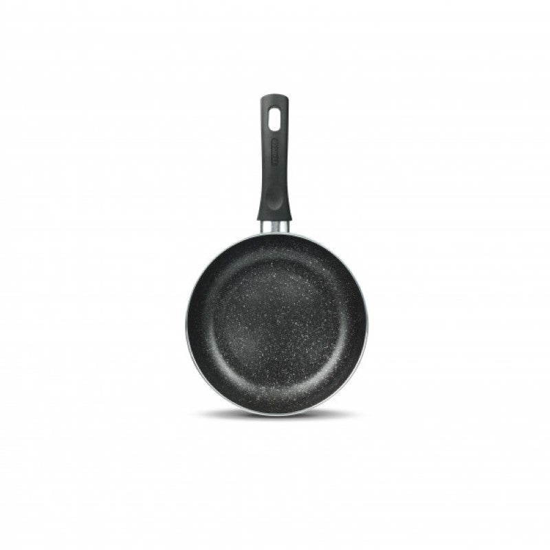 Non-stick 22cm induction frypan with stylish blue exterior, ergonomic handle, and excellent heat distribution for healthy cooking.
