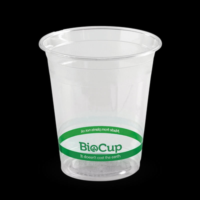 200ml clear bioplastic cup from Biopak, 100% compostable, perfect for hot and cold drinks, ideal for eco-friendly serving.
