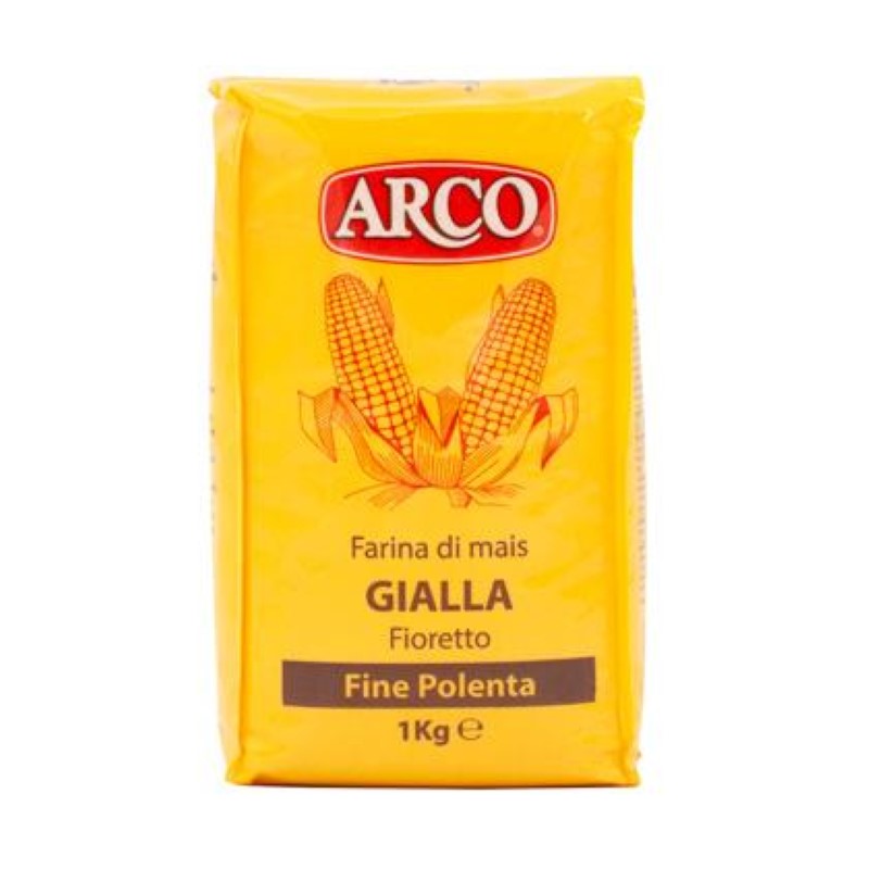 ARCO Polenta Fine 1KG pack, finely-ground Italian cornmeal for creamy dishes and savory casseroles.
