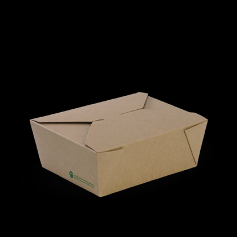 Eco-friendly medium lunch box by Biopak, 152x120x64mm, FSC certified, compostable PLA lining, 50-pack for takeaways.