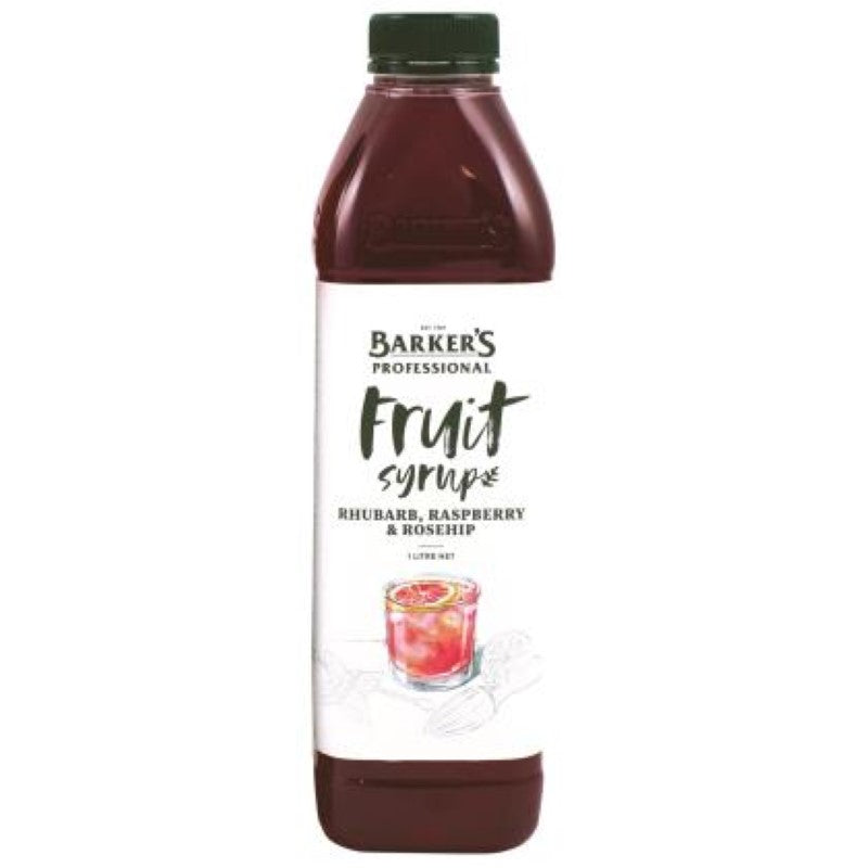 Syrup Rhubarb Raspberry Rosehip - Barkers - 1L