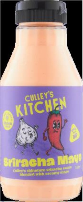 Vegan Mayo Sriracha by Culley's in a 2L bottle, blending creamy mayo with Sriracha for a spicy, flavorful condiment.