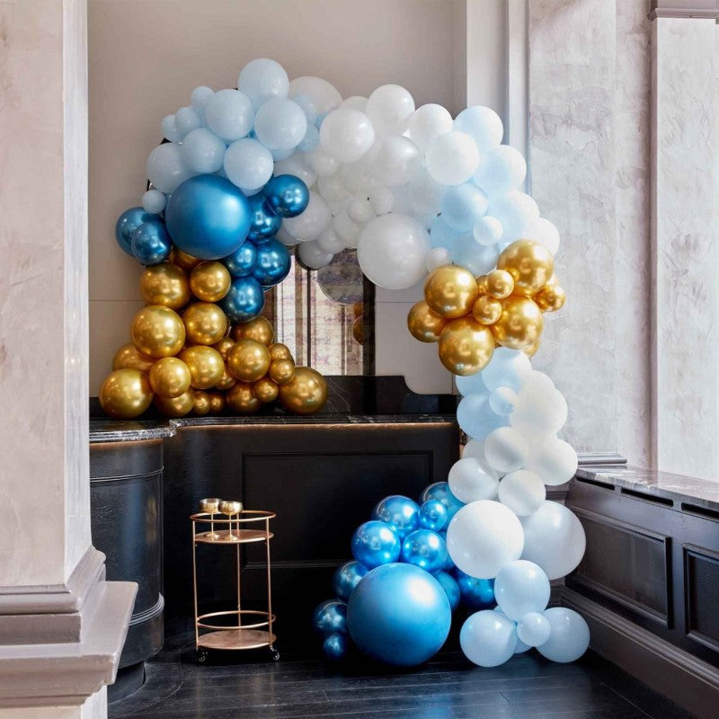 Luxe Blue and Gold Balloon Arch Kit Pack of 200