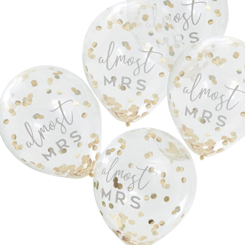 Botanical Hen Party Gold Confetti 12" Latex Balloons almost MRS - Pack of  5