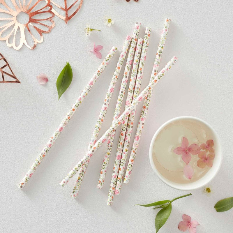 Ditsy Floral Straws Floral - Pack of 25 19.5cm