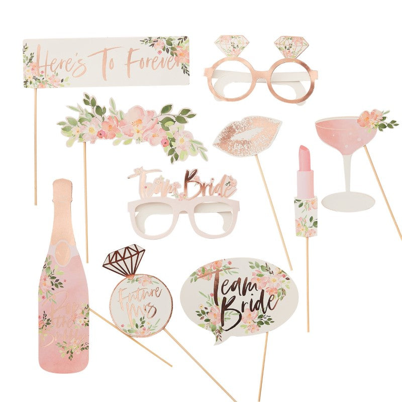 Floral Hen Party Photo Booth Props - Pack of 10