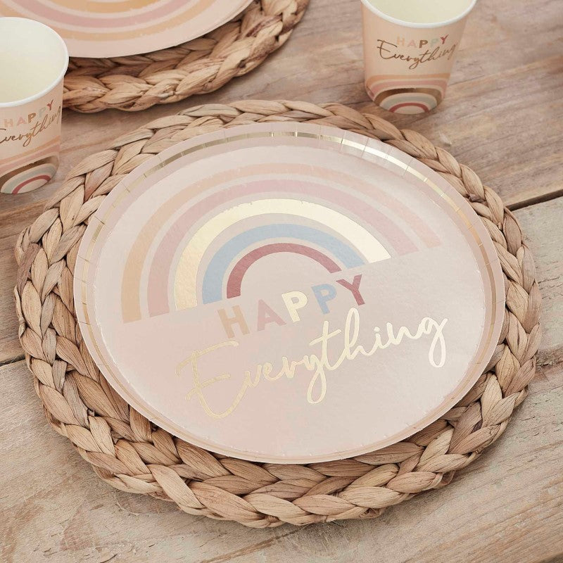 HAPPY EVERYTHING PLATES 25CM GOLD FOILED - Pack of 8