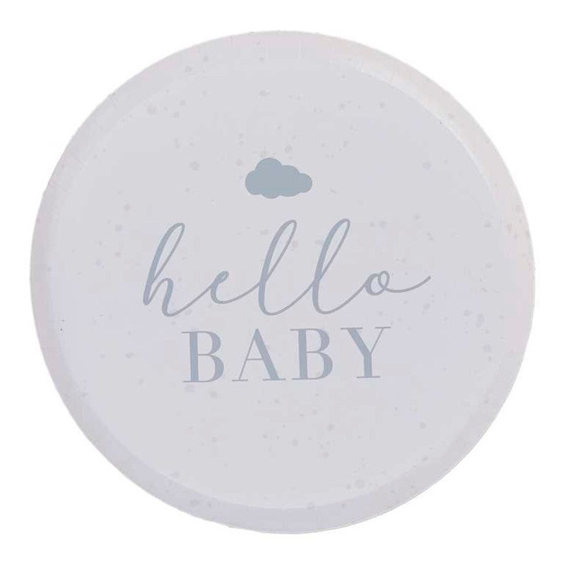 Hello Baby Paper Plates Speckle Cream & Grey 25cm - Pack of 8