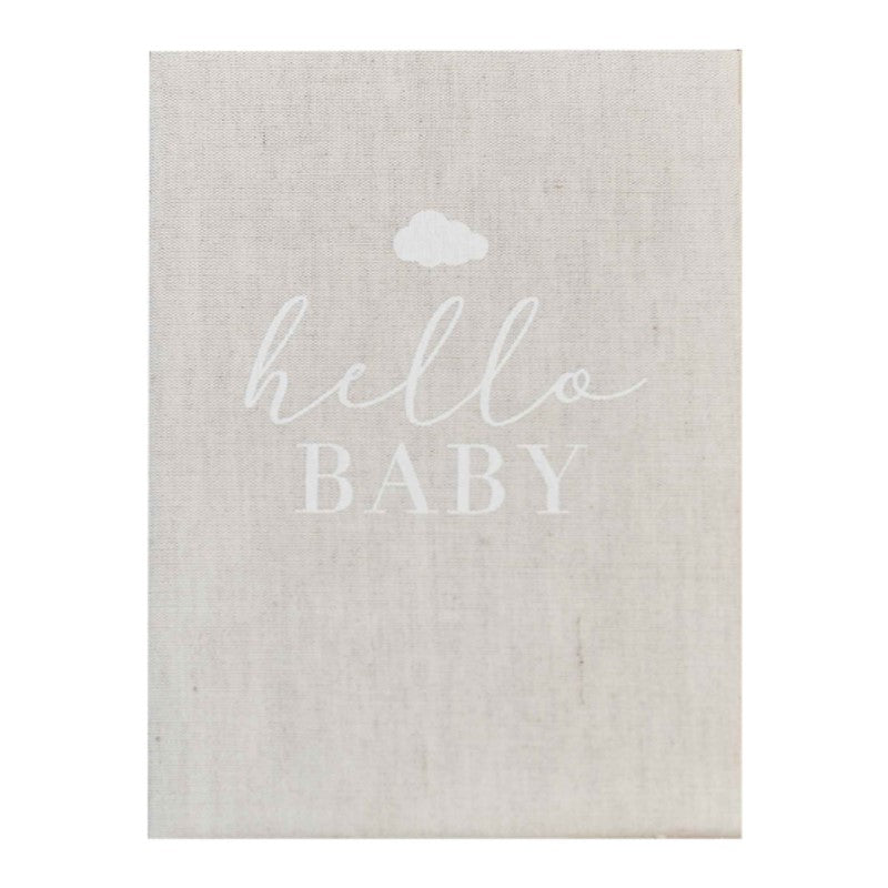 Hello Baby Neutral Linen Baby Journal Book 22.5cm (H) x 16.5cm (W) x 2cm (D)