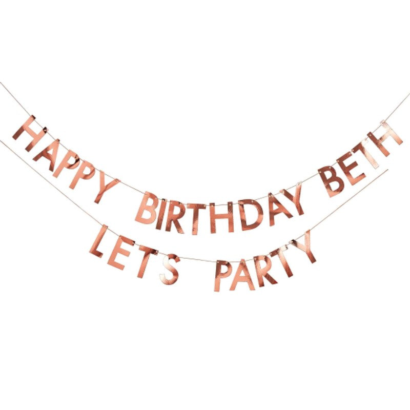 Rose Gold Personalised Birthday Banner 4m