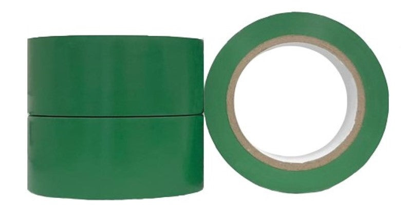 PVC floor marking tape in green, 48mm x 33m, durable for safety and organization in industrial spaces, 36 rolls.
