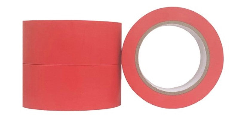 Red PVC floor marking tape in a pack of 36 rolls, 48mm wide and 33m long, designed for safety and heavy-duty use.