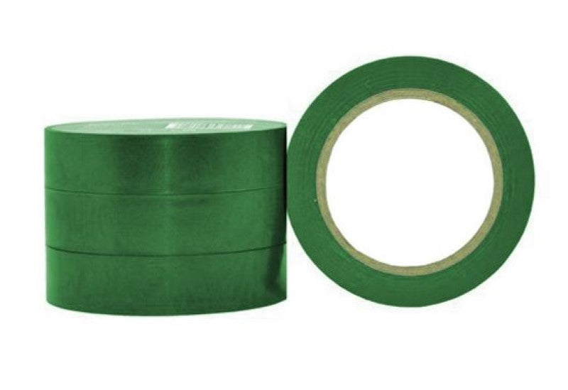 Bright green PVC electrical insulation tape, 18mm x 20m, 180mu thickness, flame retardant, ideal for wiring and marking. Pack of 96 rolls.