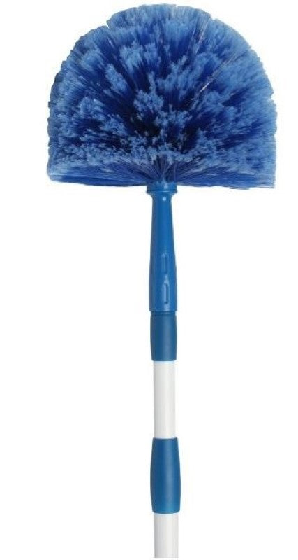 Telescopic cobweb brush with blue handle, 22mm head, extends 1200mm for easy cleaning of high corners and ceilings.