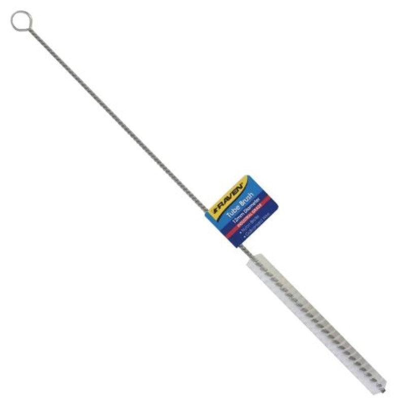 Professional Wire Tube Brush - Silver, 10mm x 330mm, ideal for cleaning small tubes with durable galvanized wire and nylon bristles.