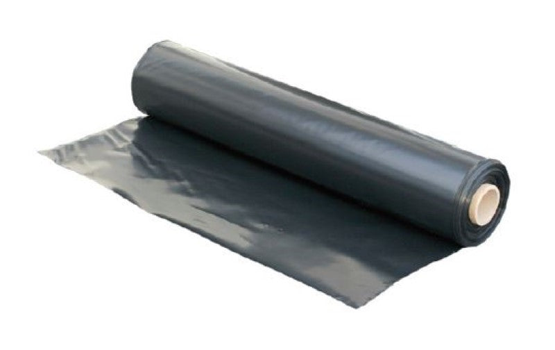 High-quality black polyethylene sheet, 4m x 25m x 250mu, ideal for moisture barriers, landscaping, and agricultural use.