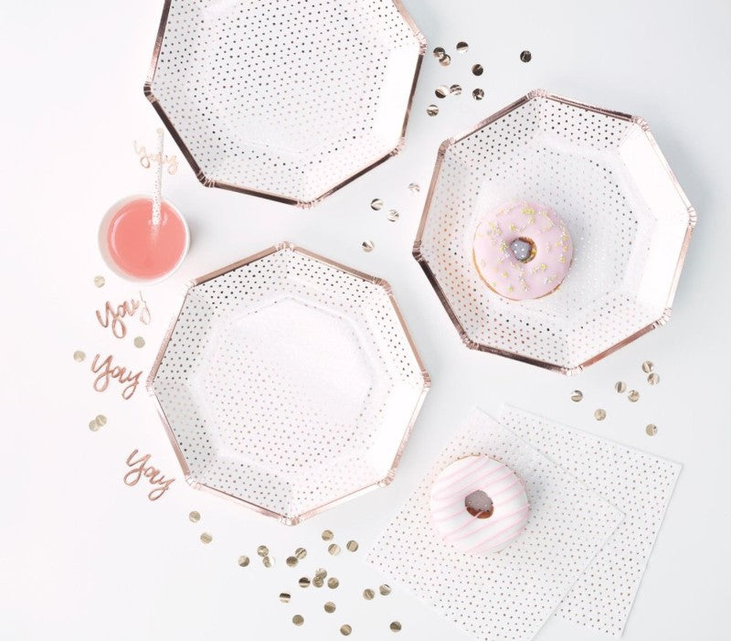 Pick & Mix Rose Gold Plates Spotty Rose Gold - Pack of 8