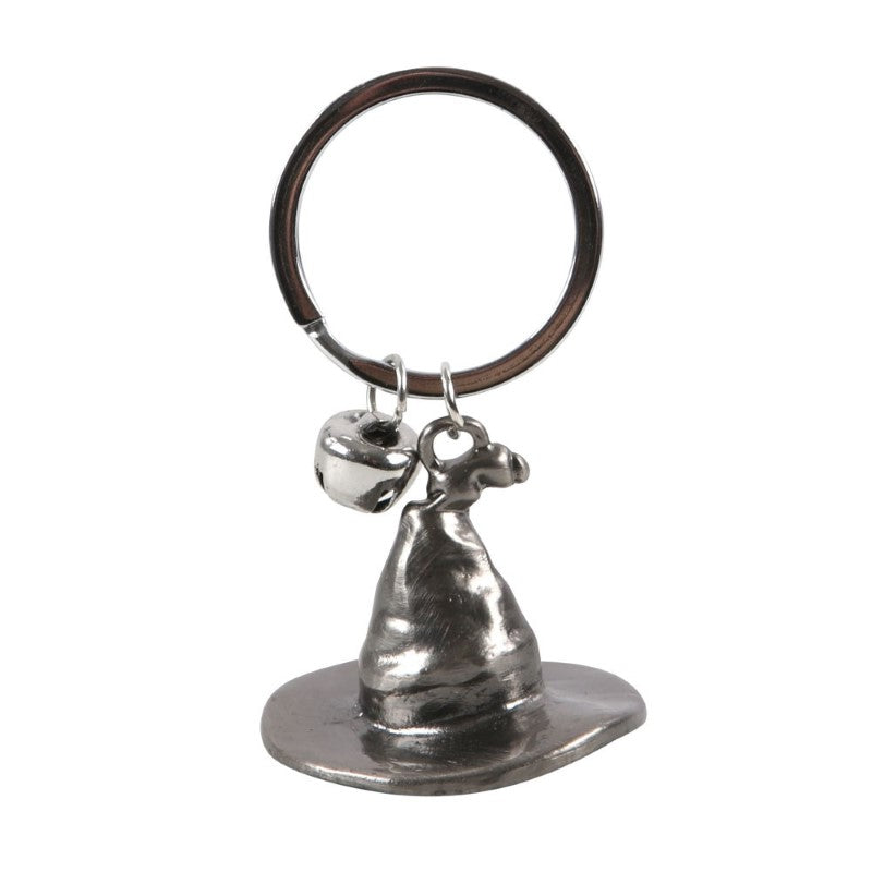 Witch Hat Keyring features a silver-tone hat charm and jingle bell, perfect for showcasing your love of magic and witchcraft.