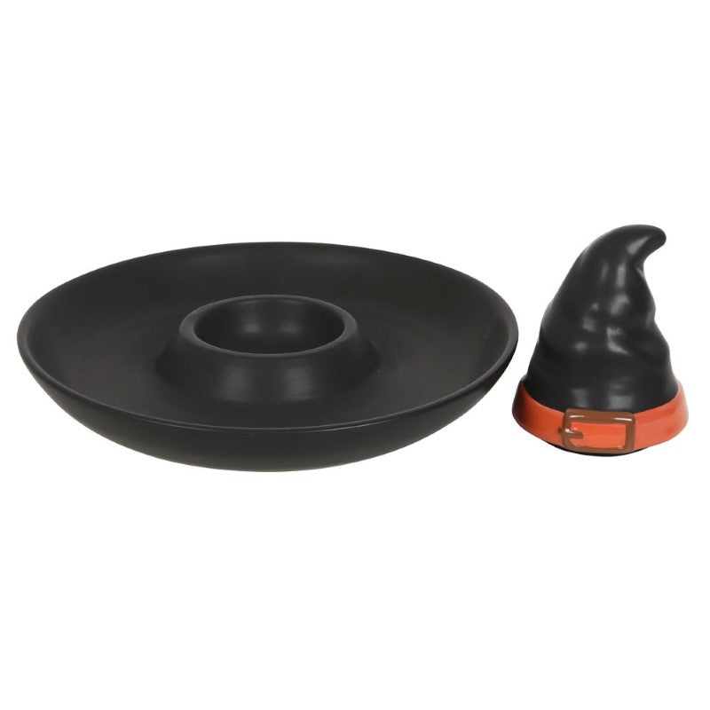 Witch Hat Chip & Dip Dish featuring a whimsical design for snacks and dips, perfect for Halloween gatherings and fun entertaining.