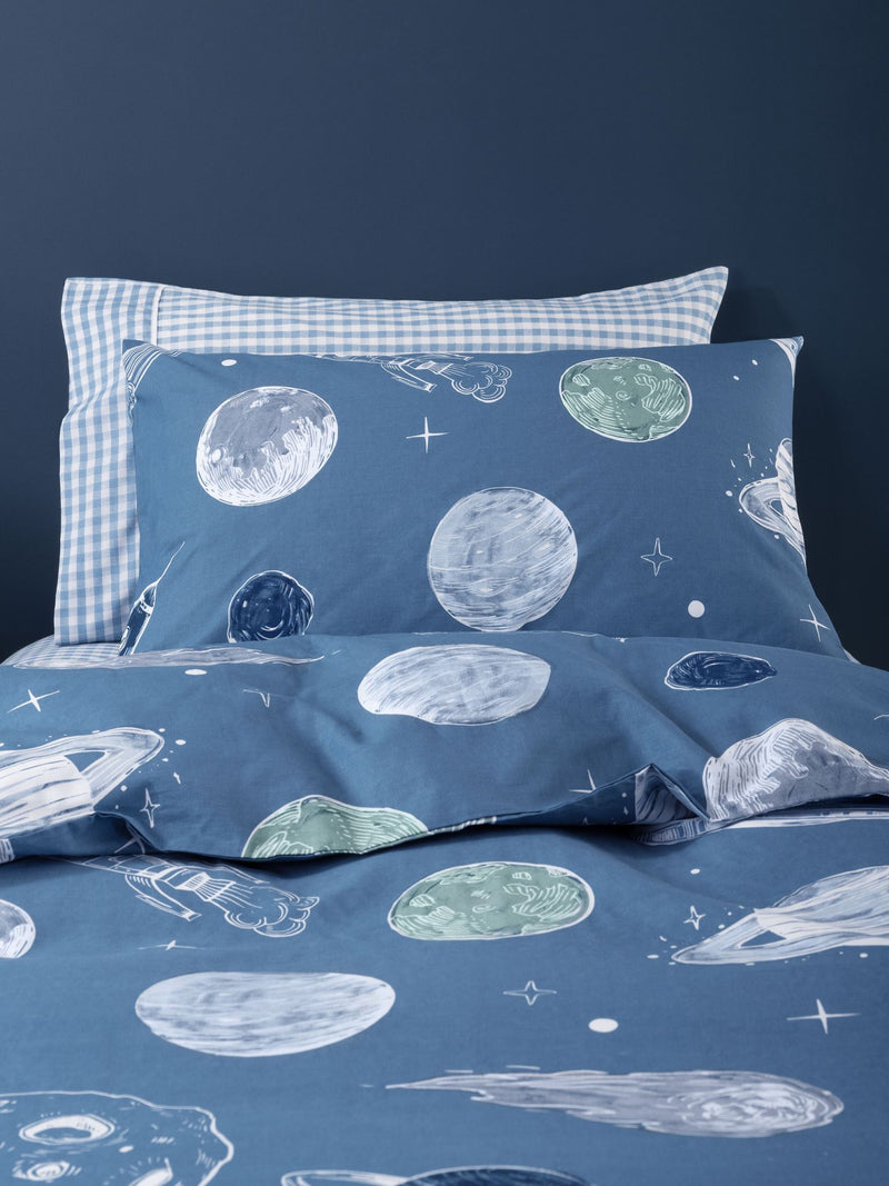 Duvet Cover Set Double - Blue Astronomy Duvet Cover Set by Squiggles