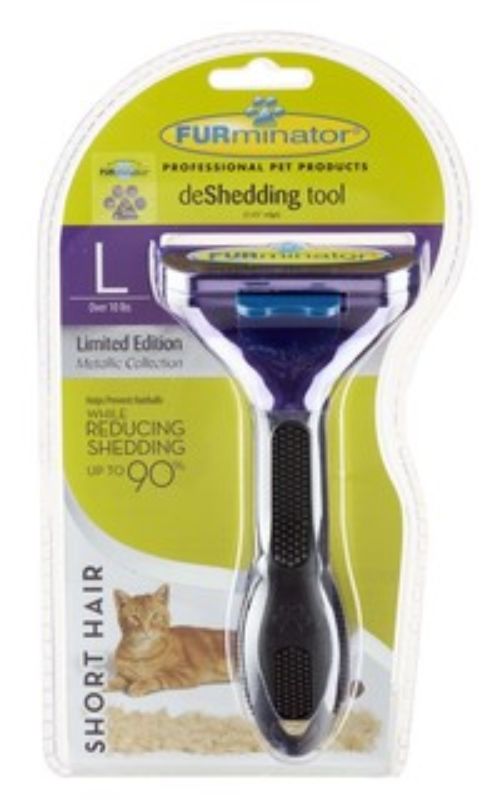 Pet Grooming - Furminator Tool Metallic Purple - Cat Large Short Hair