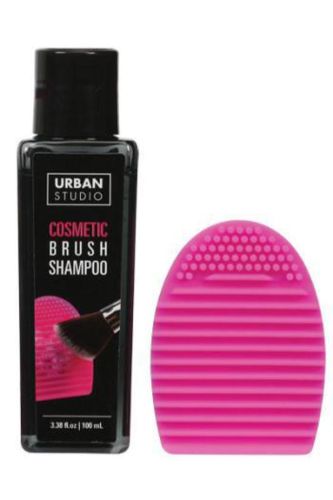 Cala Urban Studio Cosmetic Brush Cleansing Duo features durable silicone scrub and shampoo for deep cleaning makeup brushes.