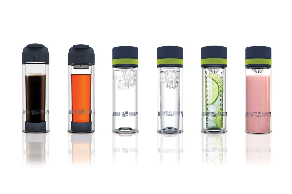 Multi Flask 6 Ways: versatile hydration system with glass and tritan design for hot, cold, and mixed drinks, customizable and portable.