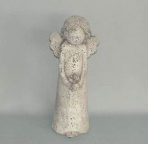 Elegant 34cm angel figurine adorned with flowers, perfect for home decor and meaningful gift occasions.