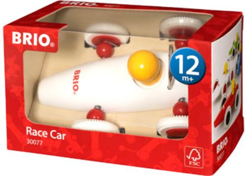 BRIO Toddler Race Car Assortment featuring four vibrant, all-natural wooden cars for imaginative play and motor skill development.